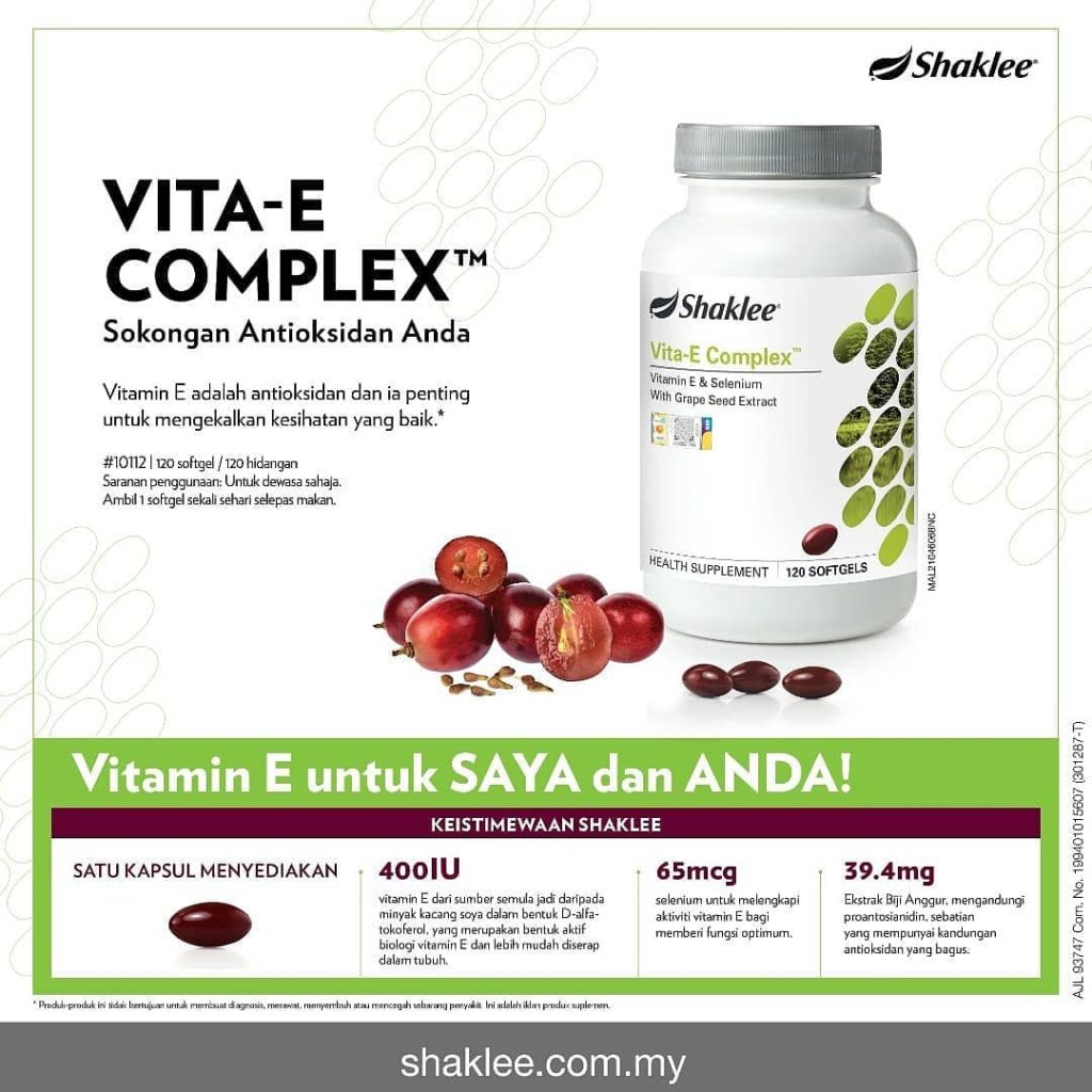 vitamin e shaklee antioksidan suplemen untuk kulit